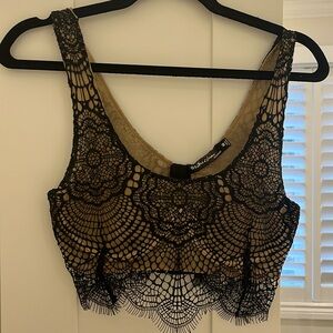 For love and lemons black and beige lace top
